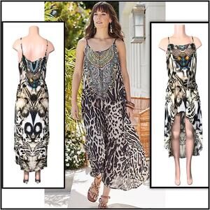 SHAHIDA PARIDES ANIMAL PRINT HIGH LOW SUMMER DRESSES SZ  M/L $349
